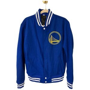 VINTAGE GOLDEN‎ STATE WARRIORS FULL ZIP HEAVY JACKET BLUE/GOLD NBA SZ S DUB CITY